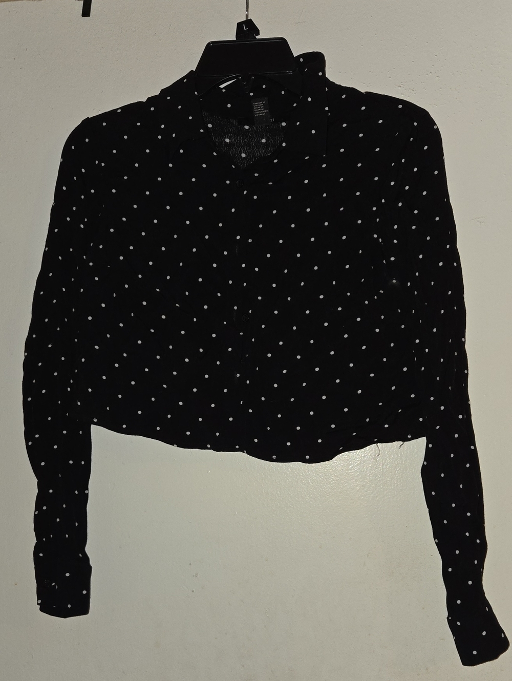 Forever 21 Black and White Polka Dot Button-Down Crop Top